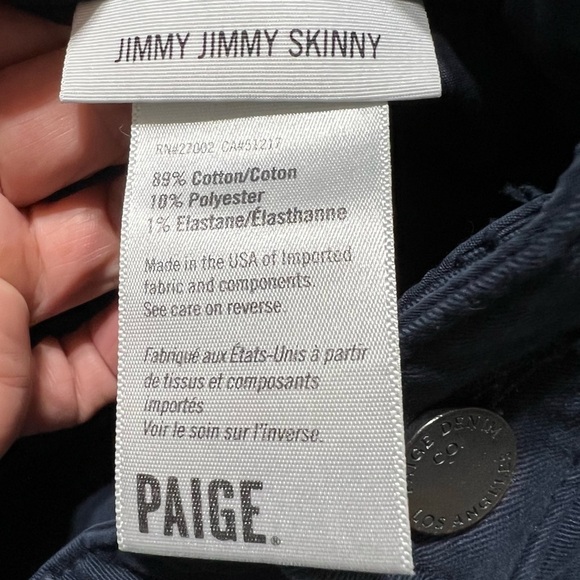 PAIGE Jimmy Jimmy Skinny Jeans in “TrueNavy” Size 25 -#304 - Picture 14 of 14